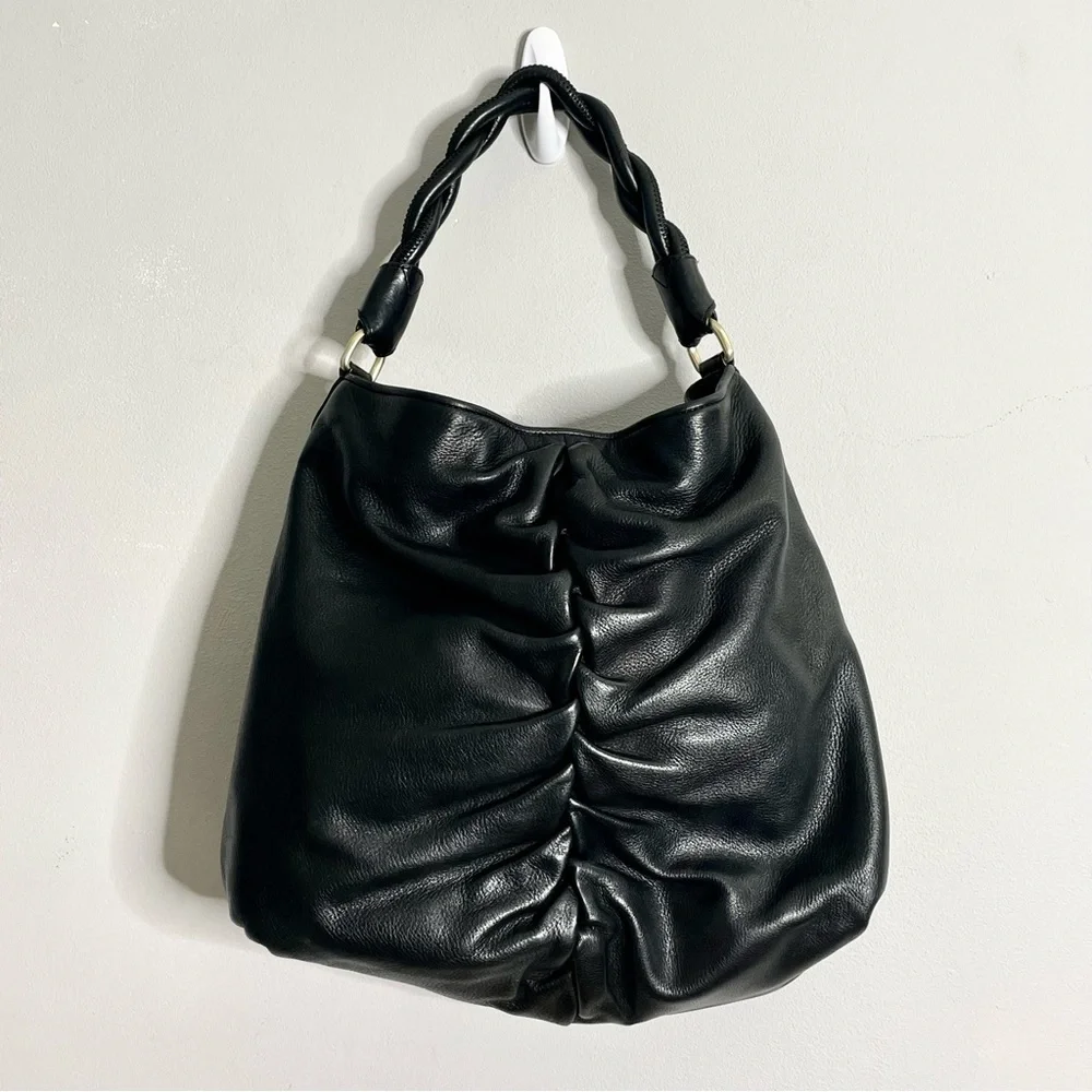 BOTKIER Ruched Leather Hobo Bag